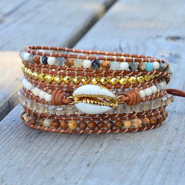 Tranquility Shell Amazonite And Labradorite Wrap Bracelet-Your Soul Place